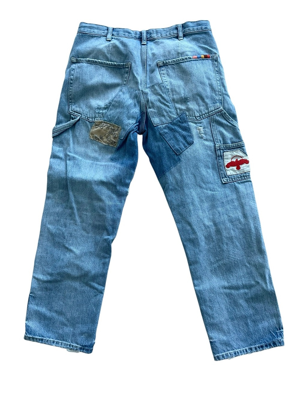 Free People We The Free Patchwork Distressed Jeans 28 Cropped Boho - Picture 4 of 7